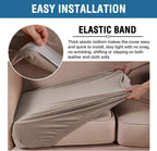H.VERSAILTEX Velvet Stretch Couch Cushion Cover Plush Cushion Slipcover for Chair Loveseat Sofa Cushion Furniture Protector Seat Cushion Sofa Cover (3 Piece Sofa Cushion Covers, Taupe)