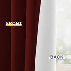 Yakamok 100% Blackout Curtain Panels 63 inches Cold and Light Blocking Drapes for Nursery, 2 Thick Layers Thermal Insulated Draperies (2 Pieces, 50 Wide Each Panel, Burgundy Red/White Backing)