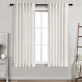 Cream Linen Curtains 63 Inches Long for Bedroom Back Tab Light Filtering Privacy Sheer Curtains Modern Farmhouse Coastal Decor Cream Cotton Textured Gauze Curtain for Bathroom 2 Panel Set 42x63