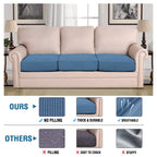 H.VERSAILTEX Super Stretch Couch Cushion Covers Sofa Cushion Slipcovers Jacquard Fabric Individual Seat Couch Slipcover Sets for Pets with Elastic Bottom(3 Packs Cushion Sofa Covers, Dusty Blue)