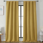 Simplebrand Bright Gold Blackout Curtains for Bedroom 96 Inches Long 2 Panels, Solid Thermal Insulated, Energy Saving Living Room Window Treatment Curtains Blackout Drapes, W50 x L96 Inch, Bright Gold