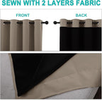 NICETOWN Full Shading Curtains 90 inches Long 2 Panels Set for Windows, Super Heavy-Duty Black Lined Blackout Curtains for Bedroom, Privacy Assured Window Treatment (Taupe, Pack of 2, 52 inches W)