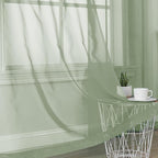 OVZME Light Green Sheer Curtains 63 inch Length 2 Panels Set for Bedroom Living Room, Elegant Light Filtering Sheer Drapes Window Treatments, Each is 42W x 63L Inches, Sage Green