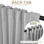 Linen Textured Total Blackout Curtains for Bedroom 84 Inches Long, Grey