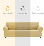Joccun Stretch Couch Cover Slipcovers, 1-Piece Sofa Covers for 3 Cushion Couch Spandex Jacquard Washable Furniture Protector Cover for Living Room,Kids,Pets(Sofa,Champagne)