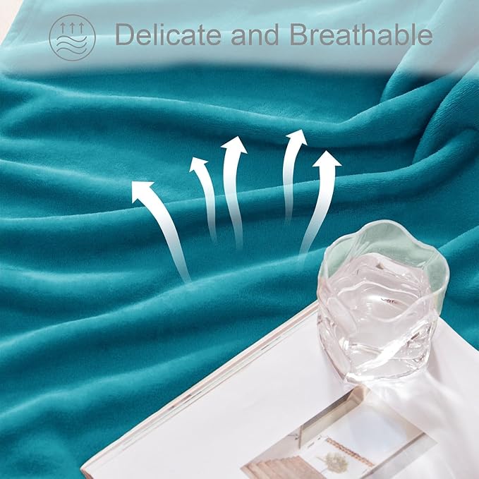 Exclusivo Mezcla Fleece Blanket King Size for Bed, Super Soft and Warm, All Season, Cozy, Plush, Lightweight, 90x104 Inches, Teal