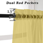 OVZME 2 Pack: Basic Mustard Yellow Sheer Curtain 84 Inches Long for Bedroom, Airy Light Filtering Voile Drapes for Living Room, Each 42W x 84L