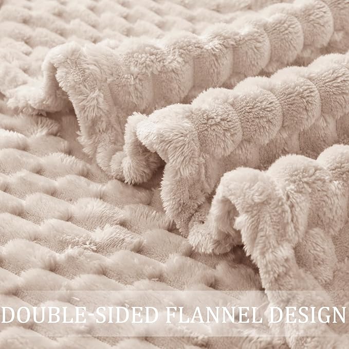 Exclusivo Mezcla Fleece Queen Blanket for Bed, Extra Large Fuzzy Camel Bed Blankets, Soft Cozy Plush Sofa Throws for All Seasons, 90x90 Inches