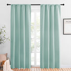 NICETOWN Blackout Curtains for Living Curtains, Aqua Blue, 1 Pair, 34-inch W x 84-inch L, Home Decorations Thermal Insulated Solid Pole Top Blackout Drapes for Living Room