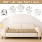 hyha Couch Covers for Dogs Washable, Non Slip Plush Dog Sofa Protectors, Fuzzy Pet Couch Covers for 3 Cushion Sofa Pet Friendly (Khaki, 27.6" x 88")