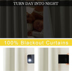NICETOWN Faux Linen 100% Blackout 90 inch Curtains, Silver Grommet Thermal Insulated 2 Layers Window Treatments Sound Dampening for Living Room/Bedroom, Natural, W52 x L90, 2 Panels
