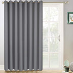 Yakamok Blackout Patio Curtains 100x96 Inches for Sliding Door Extral Wide Blackout Curtain Panels Thermal Insulated Room Divider - Grommet Top, 8' Tall by 8.3' Wide - Grey