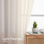 OWENIE Cream Sheer Curtains 68 Inch Length 2 Panels Set for Bedroom Living Room, Light Filtering Voile Sheer Curtains, Airy Rod Pocket Farmhouse Curtain, Cream, Each 42Wx68L inch