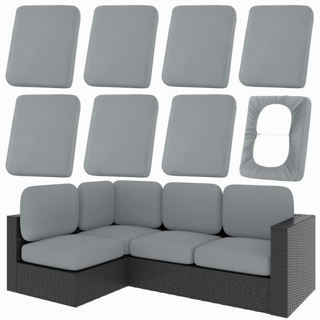 hyha 8Pcs Patio Cushion Covers, Stretch Outdoor Couch Cushion Covers