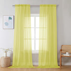 Chyhomenyc Lemon Sheer Curtains 96 inches Long 2 Panels, Light Filtering Soft Airy Solid Elegant Voile Window Treatment Drapes for Bedroom Living Room, 42Wx96L, 8FT L