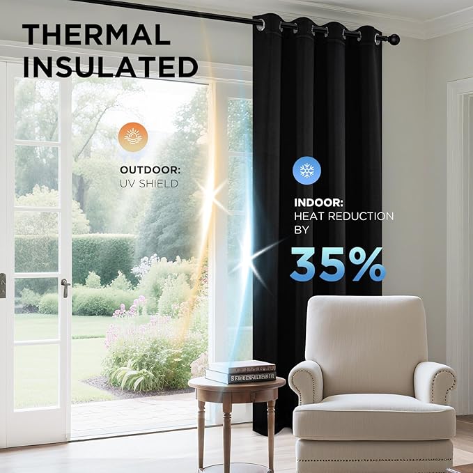 Joydeco Blackout Curtains 63 Inch Length 2 Panels Set, Thermal Insulated Long Drapes 2 Burg, Room Darkening Grommet Drapes for Living Room Bedroom Window