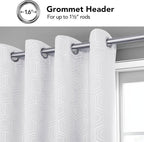 Deconovo White Curtains, Room Darkening Living Room Curtain, Thermal Insulated Soundproof Drapes, Hexagon Silver Print Pattern, 52 x 72 Inch, Grommet Panel for Bedroom Kitchen Office Nursery, Set of 2