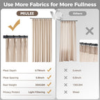 MIULEE Pinch Pleated Linen Curtains 90 Inches Long Sand Beige with Hooks