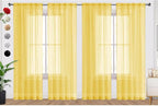 SpaceDresser Yellow Sheer Curtains 4 Panels Rod Pocket Semi-Sheer Curtain 96 Inches Long Light Filtering Voile Window Drapes for Bedroom Living Room Kitchen, Each 52W x 96L