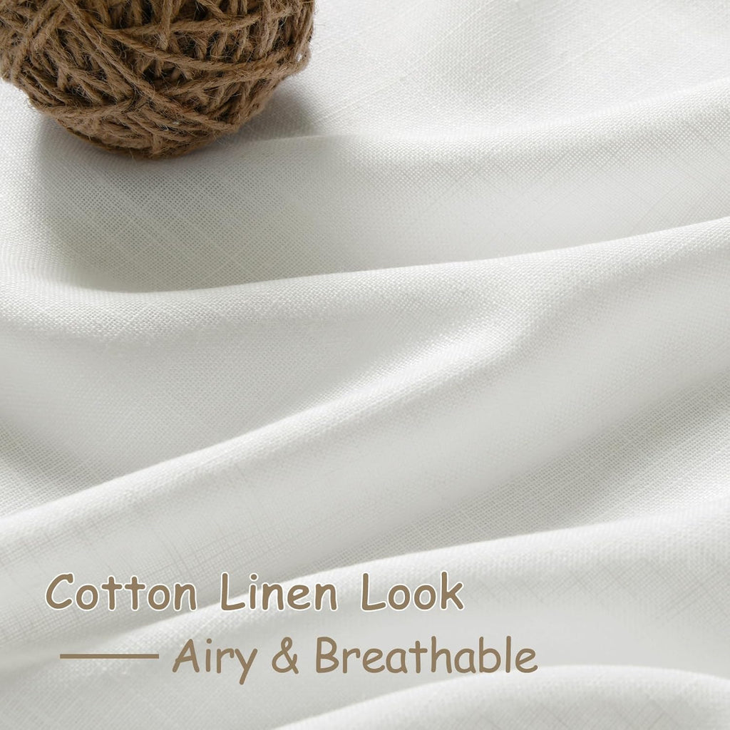 Extra Wide 100 Inch Linen Curtains for Living Room Divider Light Filtering Semi Sheer Back Tab Patio Curtains for Sliding Door Off White Coastal Decor Sunroom Floor to Ceiling Window Curtain 100x84