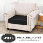 Couch Cushion Cover Seat Cushion Cover Stretch Armchair Cover Separate Sectional Sofa Slipcovers Furniture Protector(1 Piece for Seat or Sofa Backrest, Black)