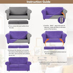 WEERRW Velvet Couch Covers for 2 Cushion Couch Sofa - High Stretch Luxury Velvet Plush 3 Pieces Sofa Slipcovers with Elastic Bottom, Furniture Protector for Pets, Machine Washable, Purple, Medium