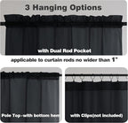 Chyhomenyc Sheer Curtains 36 Inch Length, Short Voile Sheer Window Curtians for Small Window Bathroom Cafe Living Room Farmhouse, 2PCS, 42W x 36L inches, Rod Pocket, Black