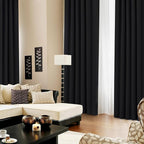 Deconovo Blackout Curtains, Thermal Insulated, W52 x L95 2 Panels, Back Tab, Machine Washable, Room-Darkening Drapes for Bedroom/Living Room Black