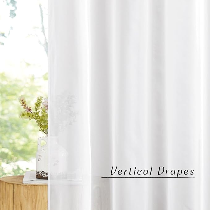 NICETOWN Sheer Curtains 90 inch Long for Living Room, Grommet Voile Sheer Lightweight Airy & Light Filtering Window Drapes for Bedroom/Nursery, Ivory, 2 Pieces, W54 x L90