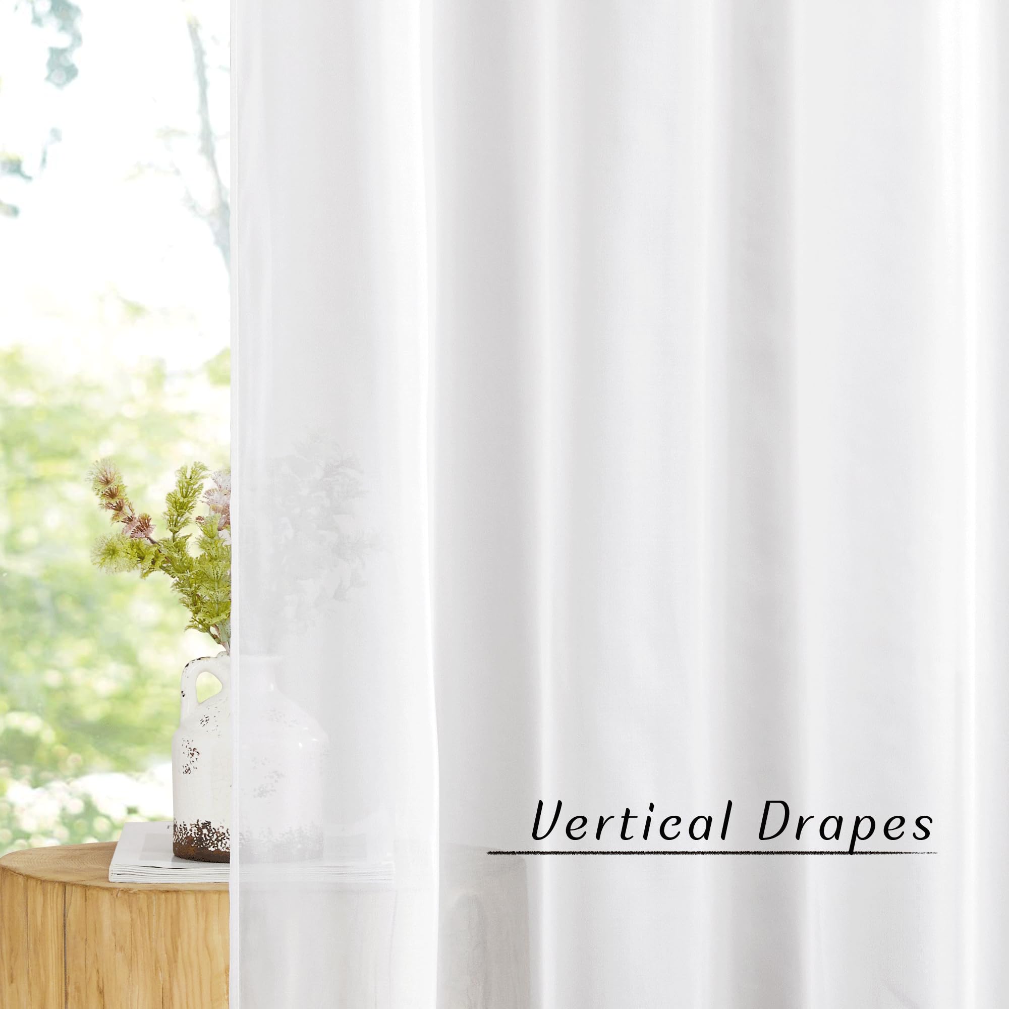 NICETOWN Sheer Curtains for Windows - Grommet Top Ivory Voile Window Treatment Drape Panels for Nursery/Small Window, 2-Pack, W54 x L45