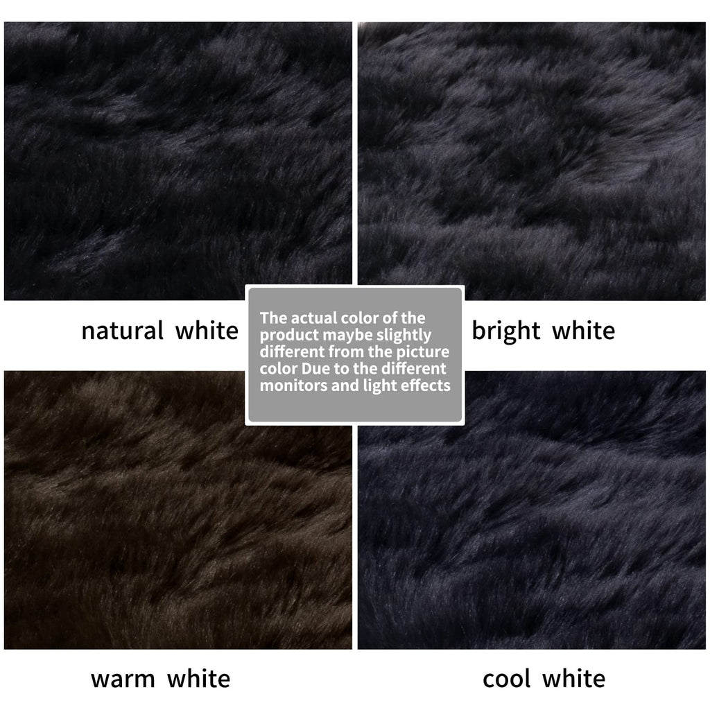 Tangsoo Round Faux Fur Rugs,Sheepskin Round Rugs 3ft,Soft Black Circle Rug