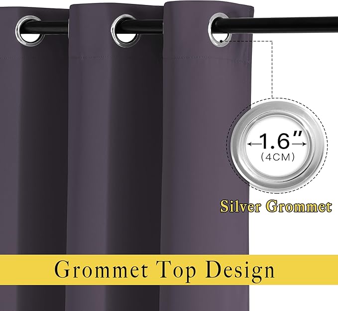 NICETOWN Room Darkening Curtain Panels - Window Treatment Thermal Insulated Grommet Light Blocking Curtains Drapes for Bedroom/Home Office (2 Panels, 34 by 50, Greyish Purple)
