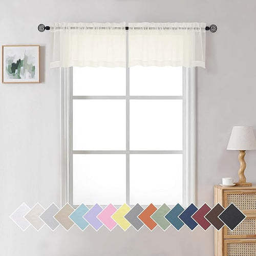 Aiyufeng Light Grey Sheer Window Curtains 84 Inches Long 2 PCS- Rod Pocket Living Room Curtain Panels Voile Textured Soft and Lightweight Window Treatments for Bedroom Decor, 40W x 84L Inches — 40"W x 14"L (Pack of 2)