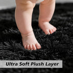 Ultra Soft Fluffy Area Rugs for Bedroom Living Room 10x12, Nursery Rug, Non-Slip Carpet for Kids Dorms Decor, Shaggy Bedside Rug, Black