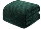Exclusivo Mezcla Fleece Bed Blanket Queen Size, Super Soft and Warm Blankets for Couch, Sofa and Bed Waffle Textured, Cozy, Fuzzy and Lightweight (Forest Green, 90x90 Inches)