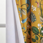 Topfinel Mustard Yellow Luxury Curtains 96 Inches Long for Living Room Bedroom, Blackout Vintage Art Deco Anthropologie Victorian Curtains Floral Lemon Hummingbird Printed Grommet Drape 96 Inch Length