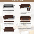 WEERRW 4 Pieces Velvet High Stretch Couch Covers for 3 Cushion Couch Sofa Slipcovers, Washable Furniture Protector with Non Slip Elastic Bottom, Feature Soft and Thick Plush Fabric, Chocolate, Large