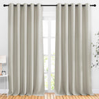 NICETOWN Room Darkening Room Divider Curtains 118 inches Long, Grommet Thermal Window Treatments Sound Reducing Drapes for Sliding Glass Door, Natural, W66 x L118, 2 Pieces