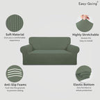 Easy-Going Stretch Oversized Loveseat Slipcover 1-Piece Sofa Cover Furniture Protector Couch Soft with Elastic Bottom for Kids Polyester Spandex Jacquard Fabric Small Checks Greyish Green