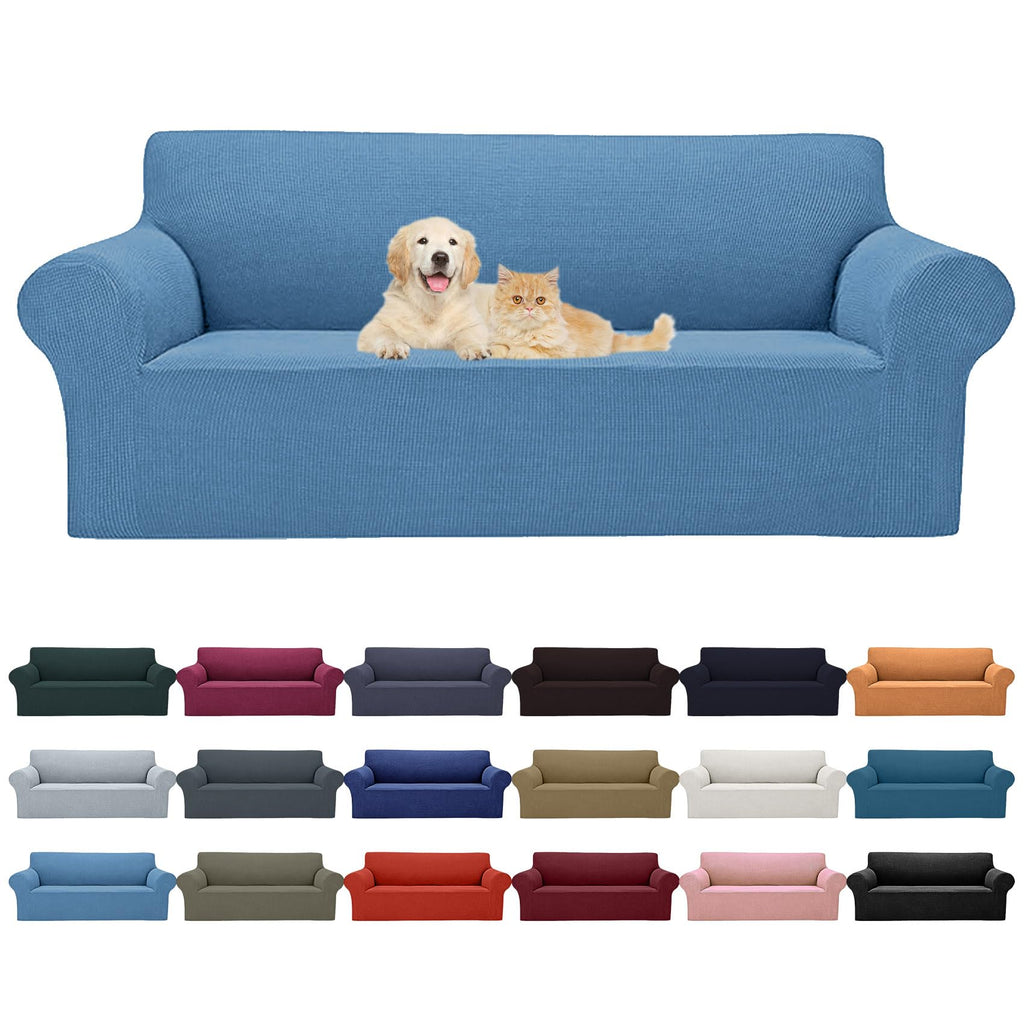 Cupuamon 2026 New Stretch Oversized Sofa Slipcovers Couch Sofa Cover for 4 Seater Furniture Protector Covers with Elastic Bottom Jacquard Fabric Small Checks for Pets, Kids - Riverside