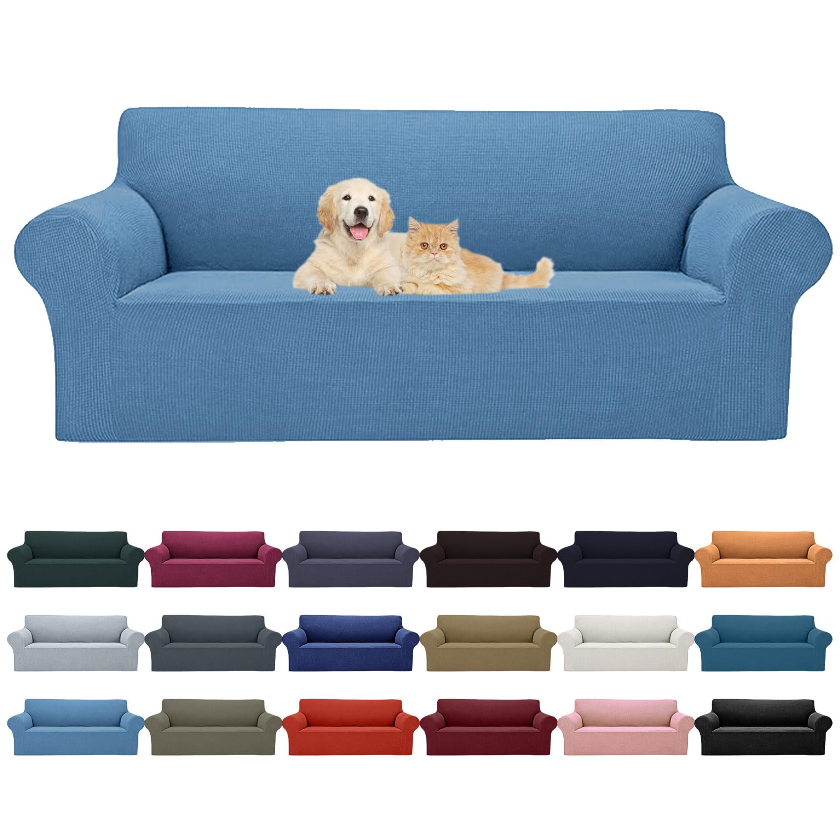 Cupuamon 2026 New Stretch Oversized Sofa Slipcovers Couch Sofa Cover for 4 Seater Furniture Protector Covers with Elastic Bottom Jacquard Fabric Small Checks for Pets, Kids - Riverside