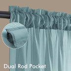 MIULEE Dusty Blue Sheer Curtains 96 Inches Long 4 Panels 42 x 96 Inches