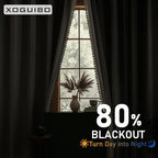 Boho 80% Blackout Curtains with Gray Liner 96 Inches Long 2 Panels Set, Beige Linen Blend Drapes with Tassels and Cotton Embroidered for Living Room Bedroom