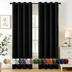 MIULEE Black Blackout Curtains for Bedroom Living Room 84 Inches Long 2 Panels, Thermal Insulated Room Darkening Drapes Solid Grommet Noise Reduction Light Blocking Window Treatments 50x84 Inch