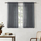 Dark Gray Curtains for Living Room Back Tab Modern Farmhouse Semi Sheer Gray Curtains 45 inches Long 2 Panels Set Muted Neutral Window Curtain for Dining Room Bedroom 52x45