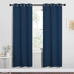 NICETOWN Bedroom Curtain Panels Blackout Draperies, Thermal Insulated Solid Grommet Blackout Curtains/Drapes (Moroccan Blue, 1 Pair, 34 by 72-inch)