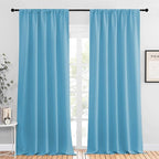 NICETOWN Blackout Curtains for Living Curtains, Teal Blue, 2 Panels, 52 by 95, Room Darkening Window Curtain Panels, Easy-Care Solid Thermal Insulated Draperies/Drapes for Daughter Room