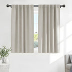 PONY DANCE Rod Pocket and Back Tab Blackout Curtains for Bedroom - Thermal Insulated Room Darkening Curtains for Living Room, 42x54 inch, 2 Panels, Cream