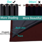 Yakamok Burgundy Red Blackout Curtains 72 Inches Long for Bedroom 52" Wide