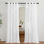 NICETOWN Sheer Curtains 90 inch Long for Living Room, Grommet Voile Sheer Lightweight Airy & Light Filtering Window Drapes for Bedroom/Nursery, Ivory, 2 Pieces, W54 x L90